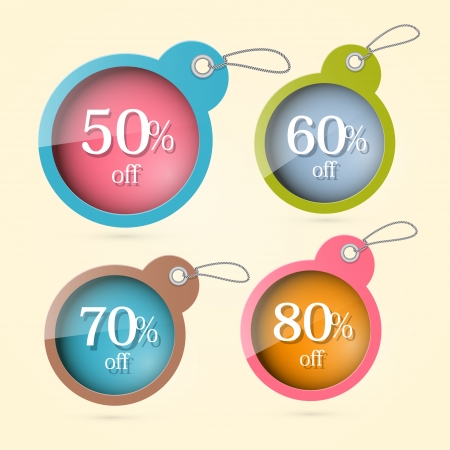 Sale, Discount Vector Circle Labels with Strings Setのイラスト素材