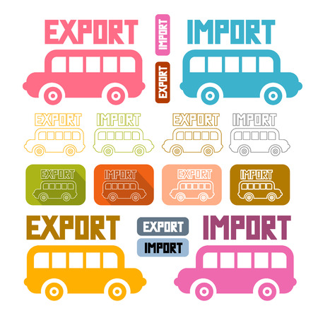 Export Import Icons Isolated on White Backgroundのイラスト素材