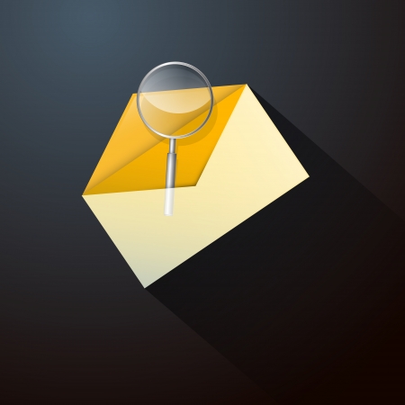 Magnifying Glass in Yellow Envelope Iconのイラスト素材