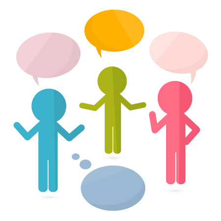 Paper People with Speech Bubbles Vector Illustrationのイラスト素材