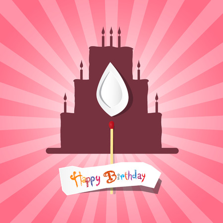 Birthday Background Illustration with Cake Silhouetteのイラスト素材