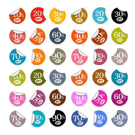Colorful Vector Discount Stickers, Labels Illustration Setのイラスト素材