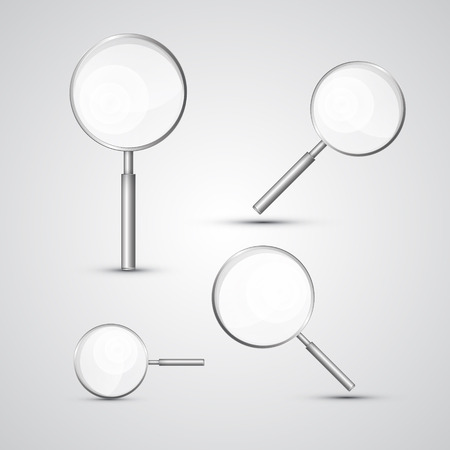 Magnifying Glass Set Isolated on Grey Background のイラスト素材