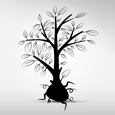 Abstract Tree Vector Illustration Isolated on Grey Backgroundのイラスト素材