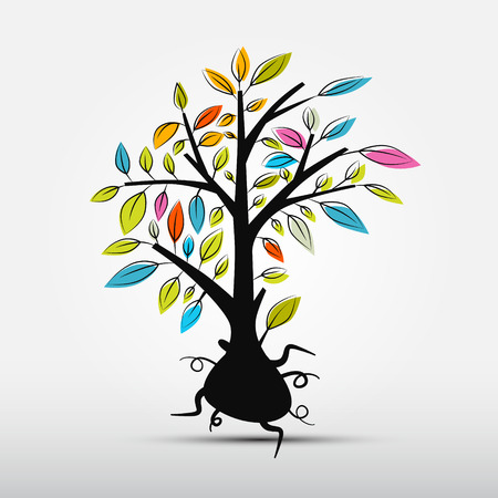Abstract Tree Vector Illustration Isolated on Grey Background のイラスト素材