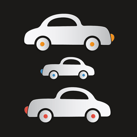 Paper Cars on Dark Background のイラスト素材