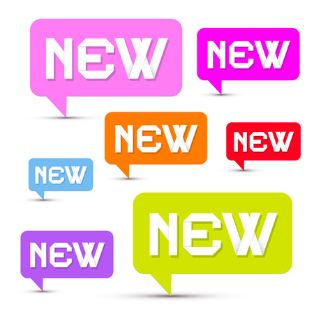 Colorful Vector Stickers with New Title Isolated on White Backgroundのイラスト素材