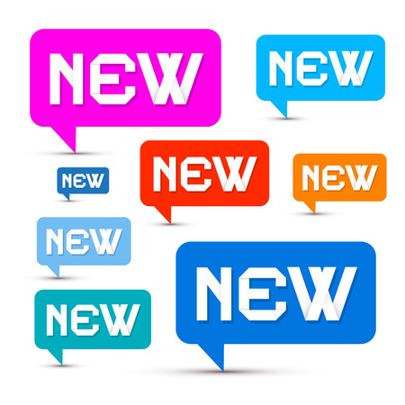 Colorful Vector Stickers with New Title Isolated on White Backgroundのイラスト素材