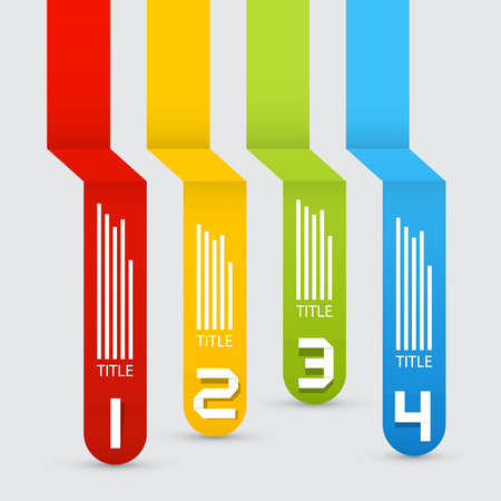 Colorful Vector Retro Paper Progress Steps for Tutorial, Infographicsのイラスト素材