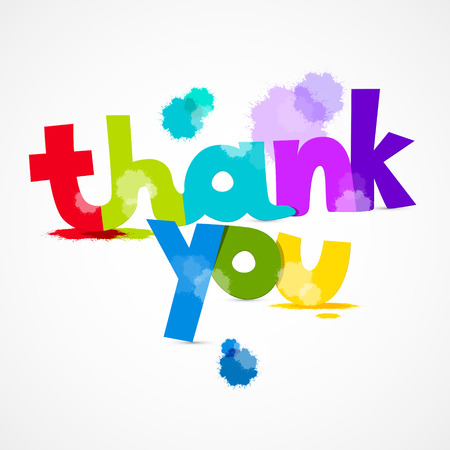 Thank You Colorful Title with Splashes Isolated on Grey Backgroundのイラスト素材