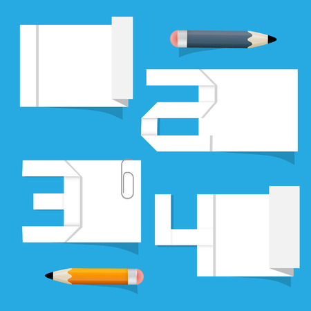 Vector Empty White Paper Sheet with Stickers and Pencilsのイラスト素材