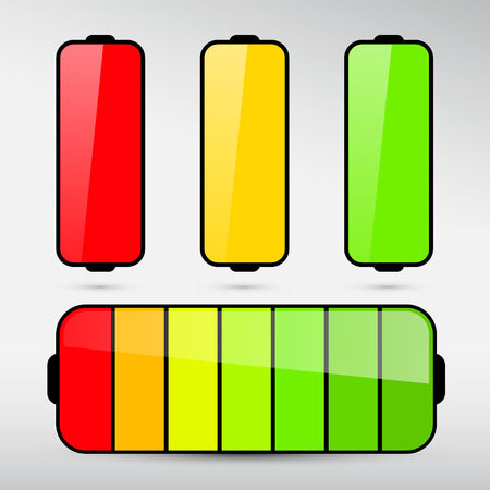 Battery Life Icon Set Isolated on Grey Backgroundのイラスト素材