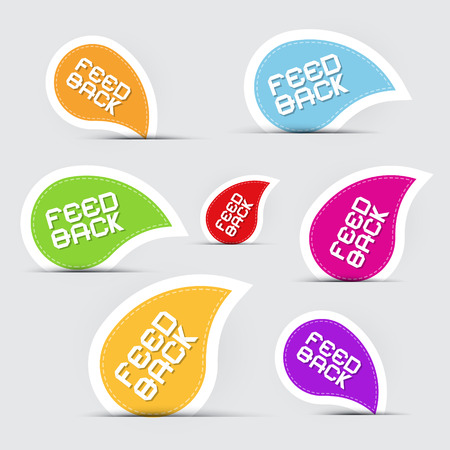 Paper Colorful Feedback Icons Labels Setのイラスト素材