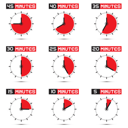Five to Forty Five Minutes Stop Watch - Clock Illustration Setのイラスト素材