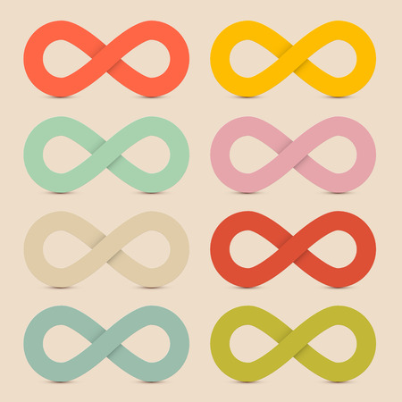 Paper Colorful Infinity Symbols Set on Recycled Paper Backgroundのイラスト素材