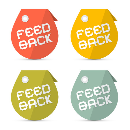 Feedback Vector Retro Paper Icons Setのイラスト素材