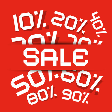 Sale Paper Title - Discount Illustration on Red Backgroundのイラスト素材