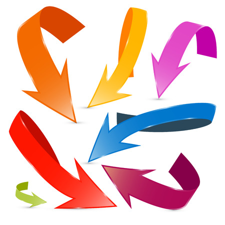 3D Vector Colorful Arrows Set Isolated on White Backgroundのイラスト素材