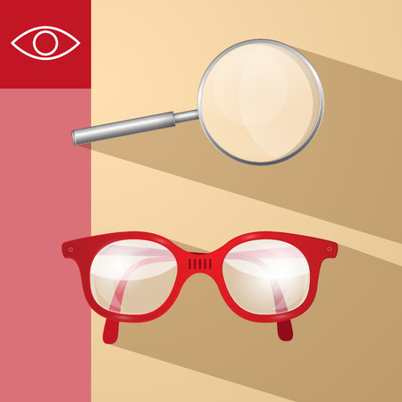 Magnifying Glass and Retro Glasses Vector Illustrationのイラスト素材