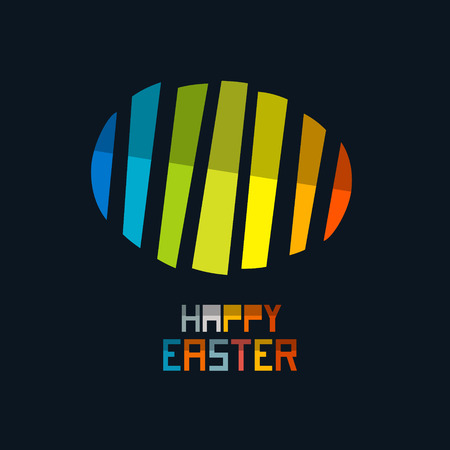 Happy Easter Vector Colorful Abstract Egg Symbol on Dark Backgroundのイラスト素材