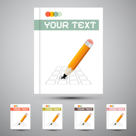 Vector Brochure Cover Design Template with Pencil Check Optionのイラスト素材