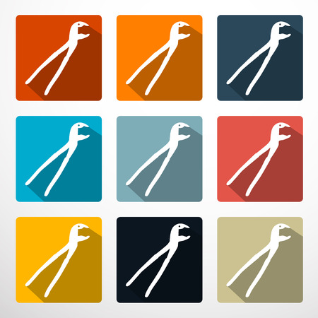 Pliers - Pincers Flat Design Icons Setのイラスト素材