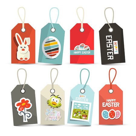 Easter Isolated Tags - Labels with String Setのイラスト素材