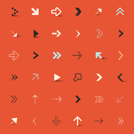 Vector Arrows Set on Red Retro Backgroundのイラスト素材