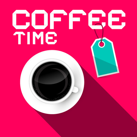 Coffee Time Vector Retro Paper Illustrationのイラスト素材