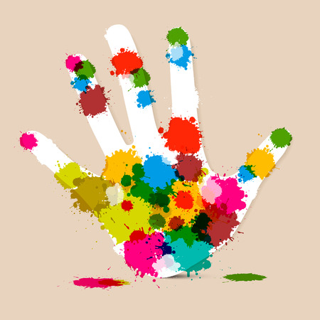 Splash Palm Hand Colorful Vector Illustrationのイラスト素材