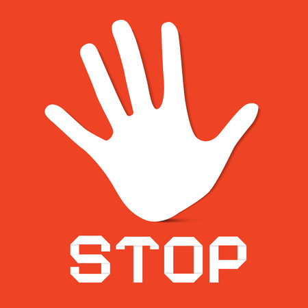 Stop Palm Hand Vector on Red Backgroundのイラスト素材