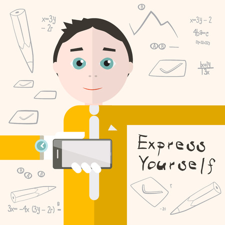 Express Yourself Vector Illustration with Man - Student or Business Manのイラスト素材