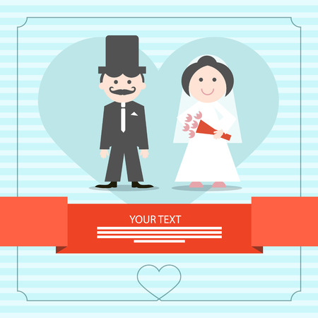 Blue Wedding Card Vector Illustrationのイラスト素材