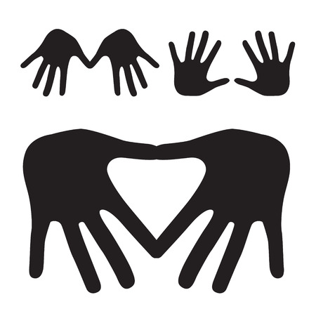 Palm Hands Silhouette Set Isolated on White Backgroundのイラスト素材