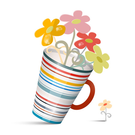 Flowers in Vase Vector Isolated on Whiteのイラスト素材