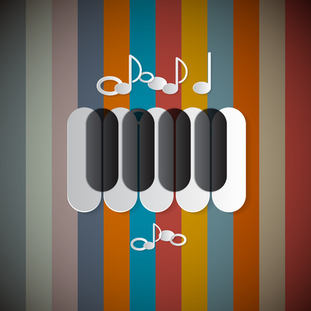 Retro Cover LP or Poster - Piano Keyboard and Notes on Vintage Music Backgroundのイラスト素材