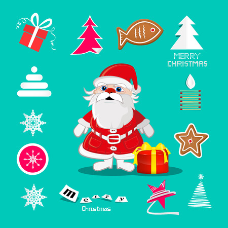Retro Vector Christmas Symbols - Icons Setのイラスト素材