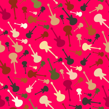 Seamless Guitars Pattern - Pink Backgroundのイラスト素材