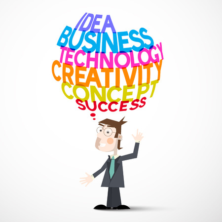 Businessman and Idea Business Technology Creativity Concept Success Titlesのイラスト素材