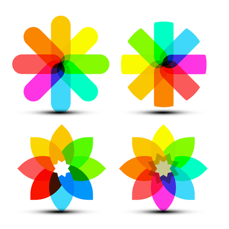 Colorful Transparent Symbols - Logotype Objects or Flowers Isolated on White Backgroundのイラスト素材
