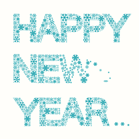 Happy New Year Title - Vector Snowflakes Slogan Isolated on White Backgroundのイラスト素材