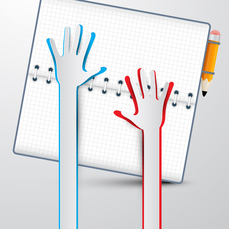 Paper Hands with Notebook Vector Illustrationのイラスト素材