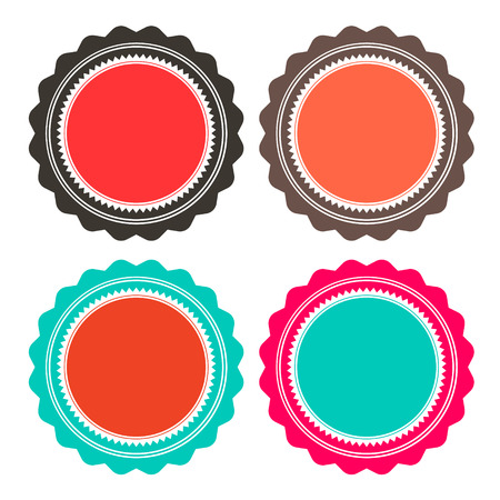Paper Retro Vector Circle Empty Labels Set Isolated on White Backgroundのイラスト素材