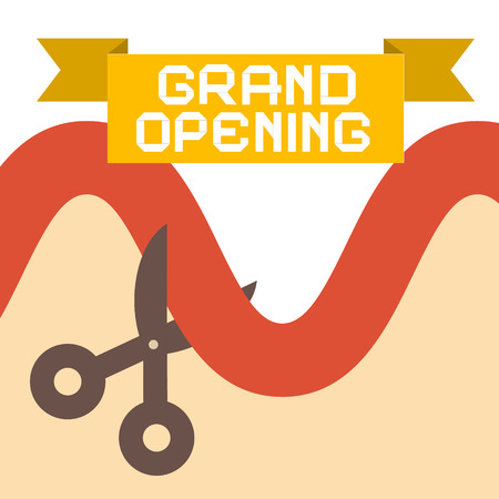 Grand Opening Flat Design Retro Vector Illustrationのイラスト素材