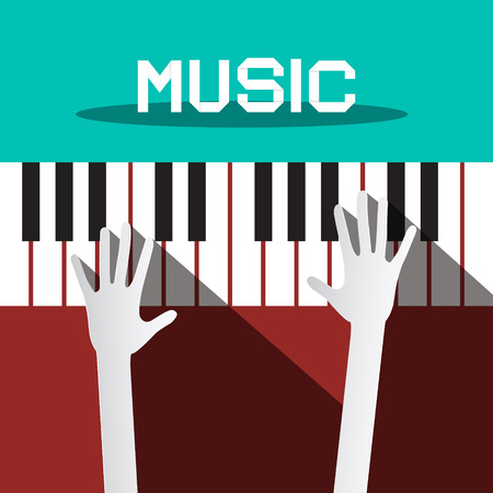 Music - Hands Playing Piano Keyboardsのイラスト素材