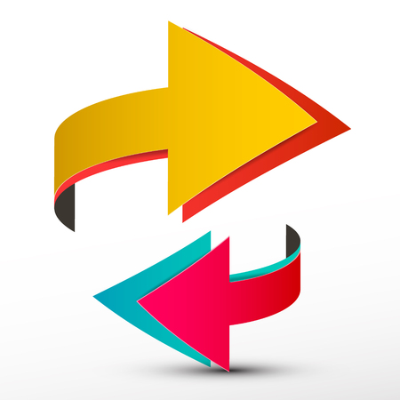 Double Arrows Set - Paper Vector 3Dのイラスト素材