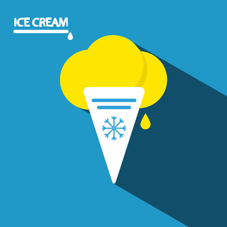 Ice Cream Icon Flat Design Long Shadow Illustration on Blue Background Vector.のイラスト素材