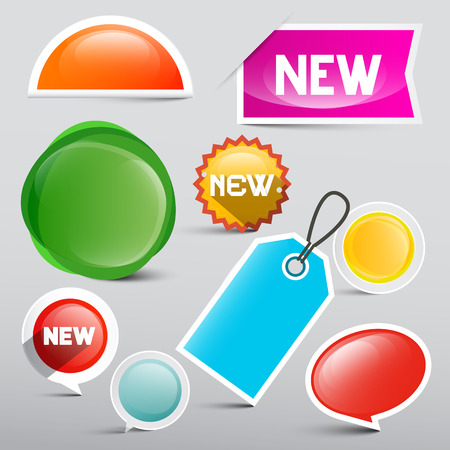 Colorful Vector Tags Set. Glossy Abstract Labels Icons for Web Design and Print.のイラスト素材