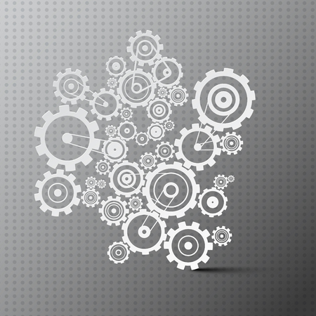 Cogs. Paper Cut Gears on Grey Background.のイラスト素材