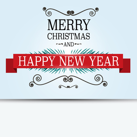 Merry Christmas Card. Retro Vector Xmas Greeting Banner on Blue Background.のイラスト素材